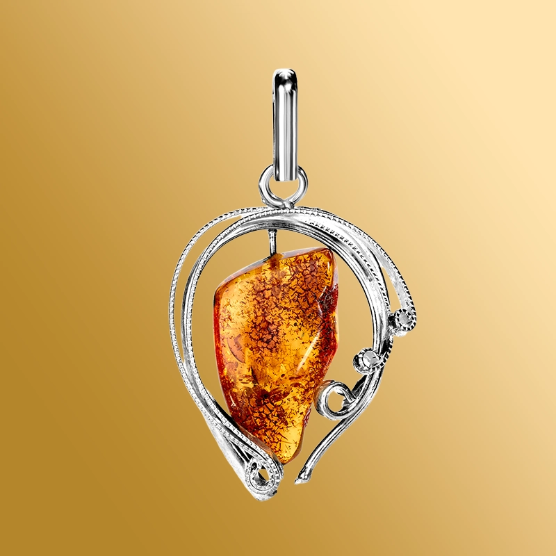 Кулоны из янтаря в оправе посеребрение